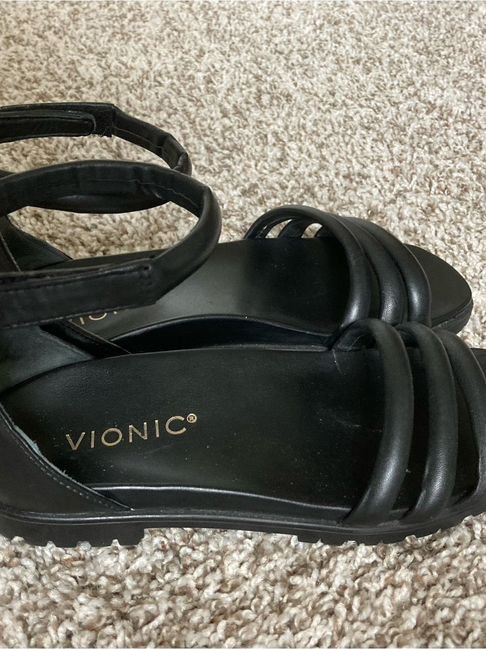 Vionic Black Padded-Strap Ankle Sandals - Picture 2 of 5